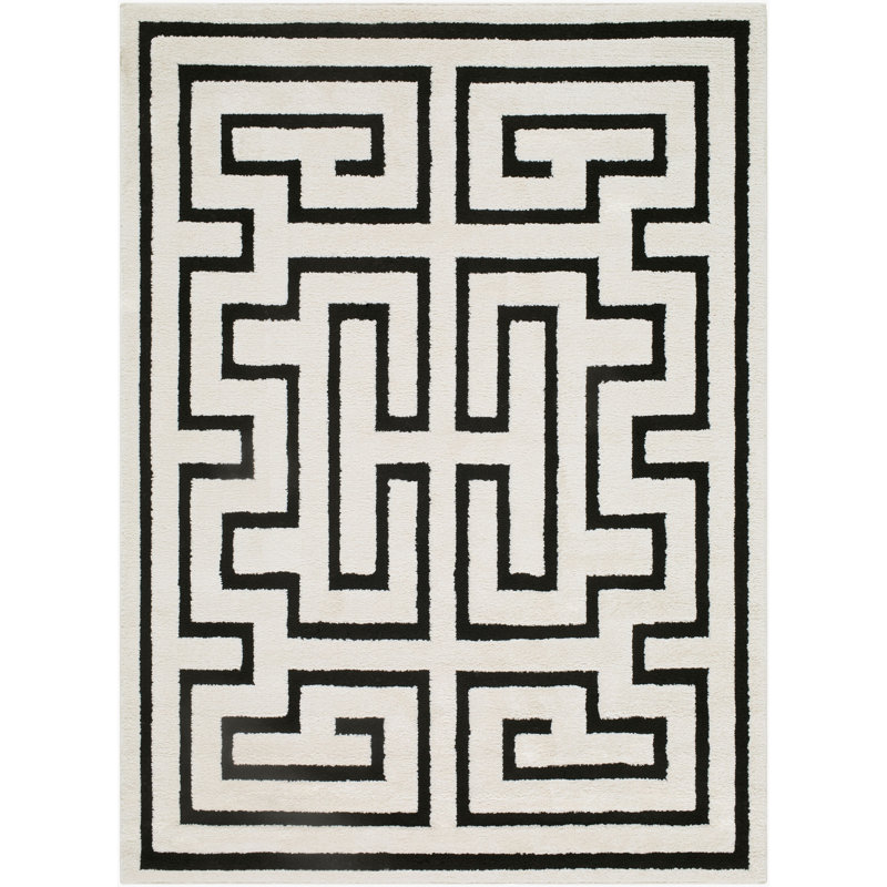 Rachel Zoe X Livabliss The Studio Edit Machine Woven Rug, Black/Beige, Rectangle 7'1 x 10'