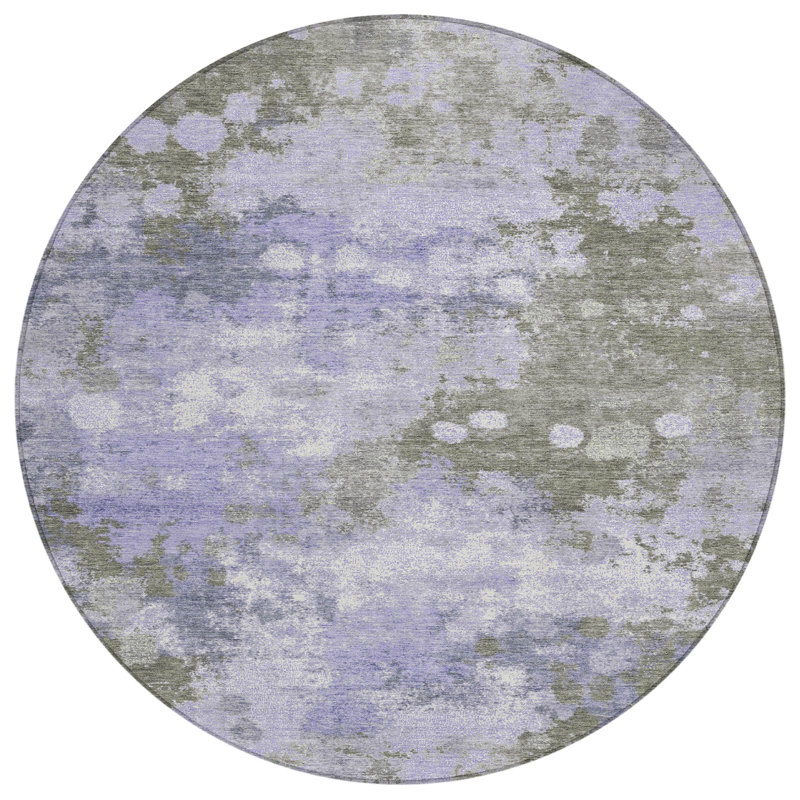 Tapis lavande lavable à la machine intérieur / extérieur Xhevrie, Rond 8 pi