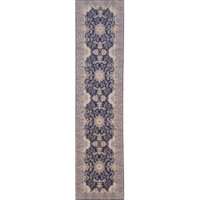Chemin de table bleu et bleu clair noué à la main de haute qualité