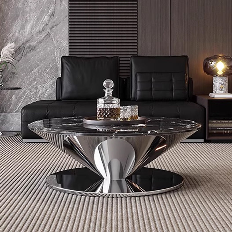 Table basse Minimalist UFO, Noir, H 14,96 po x L 31,49 po x l 31,49 po