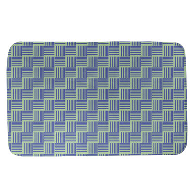 Basketweave Stripes Rectangle Non-Slip Geometric Bath Rug