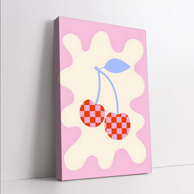 1 pièce, art mural encadré, joli cerisier en damier, art abstrait rose et blanc, décoration minimaliste moderne pour le salon, chambre à coucher, reproduction de dessin à l'esthétique, impression de cadeau unique pour les amateurs d'art