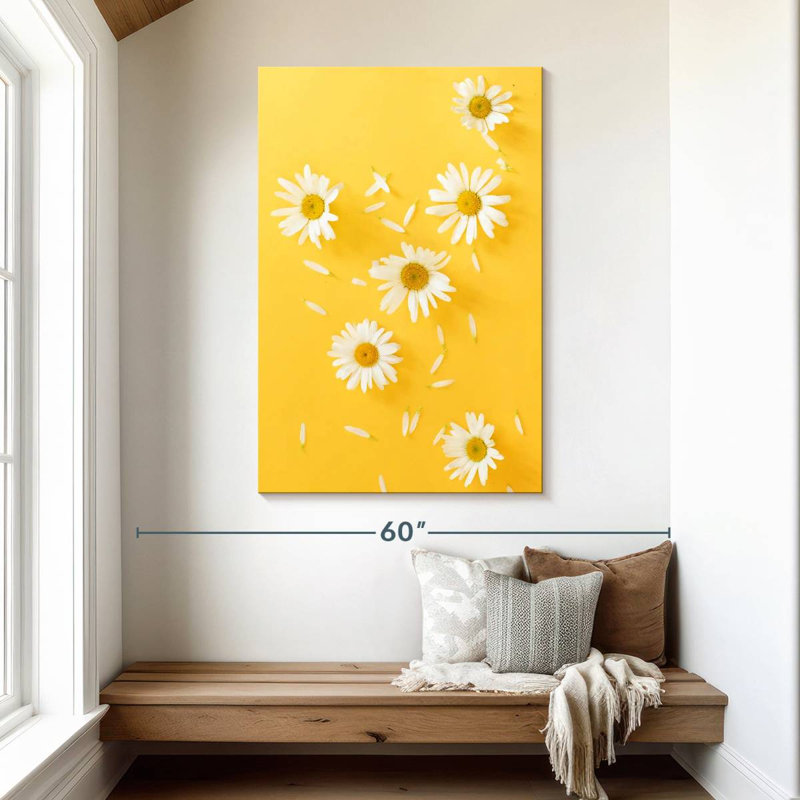 Harnek camomille sur jaune, H 48 po x l 32 po