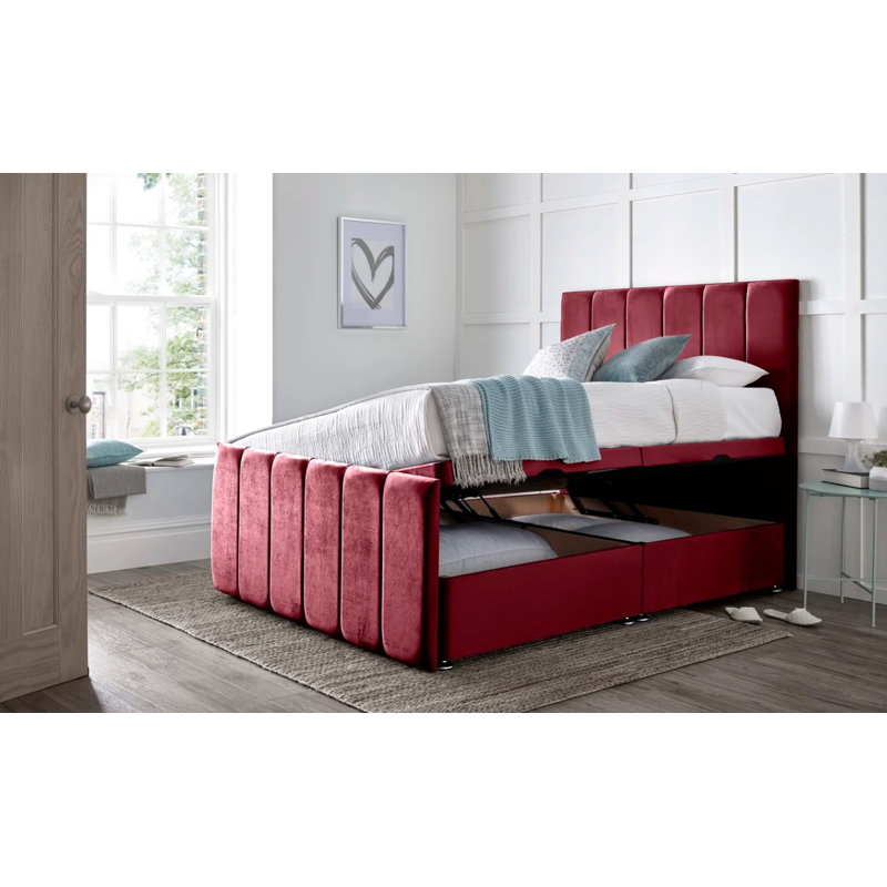 Retweet Upholstered Divan Bed, Double (4'6), Maroon