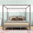 King Size Canopy Platform Bed with Sturdy Wooden Slats and Under Bed Storage-1829195605