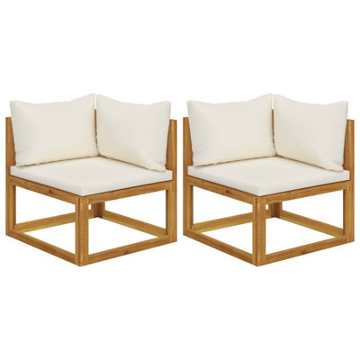 Sofa Set Outdoor Wooden Lounge Set with Cushions Solid Wood Acacia