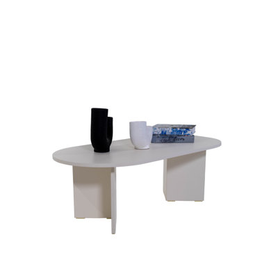 Oval Pill-Shaped Coffee Table, Cream