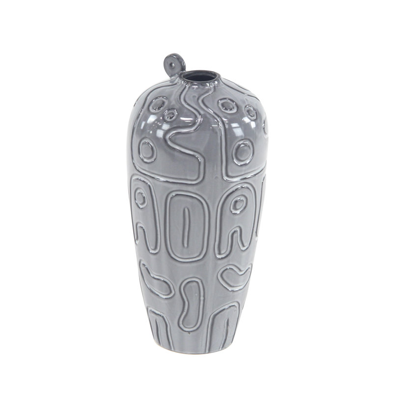 Vase de table en céramique modern Hellman, H 13 po x l 6 po x P 6 po