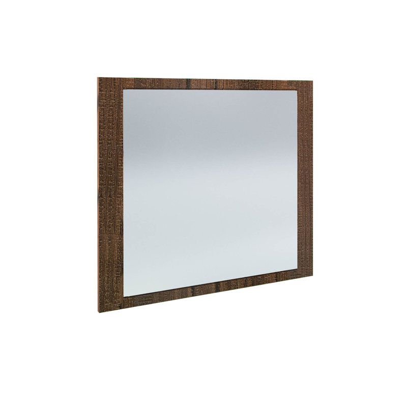 Trejo Glass Flat Wall Mirror, 70cm H x 80cm W, Oak Antique