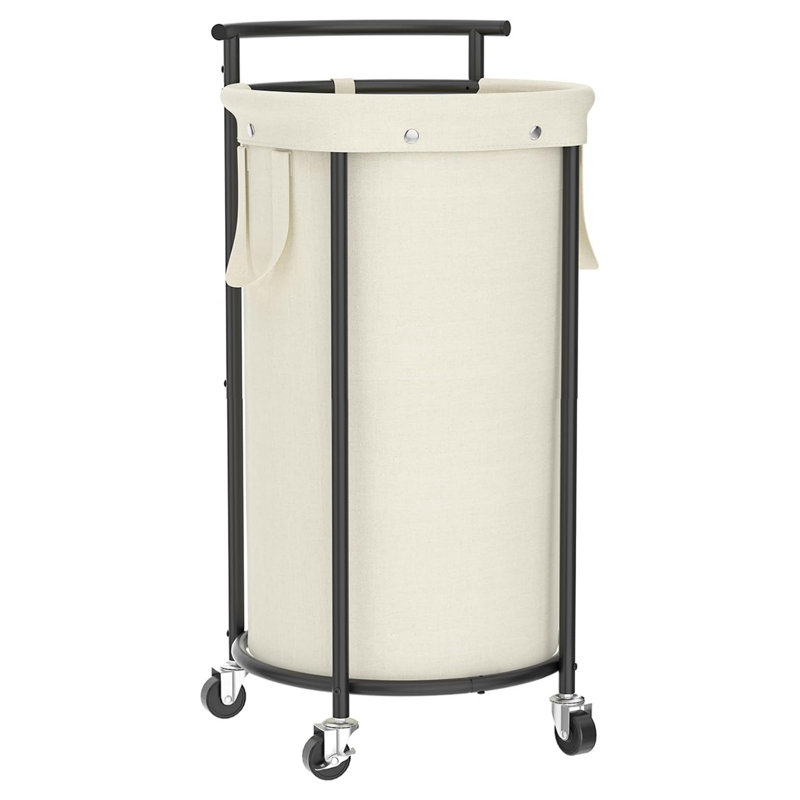 Panier à linge sur roulettes 110 L avec roues, sac amovible et structure en acier