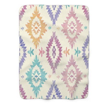 Doux motifs ikat - couverture Sherpa de qualité supérieure 1 pièce