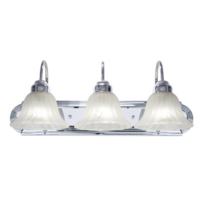 Luminaire de meuble-lavabo 3 lumières chromé, applique murale moderne avec abat-jour en verre cannelé l 24 po x H 9 po pour miroir de salle de bain, salle d'eau et miroir de maquillage