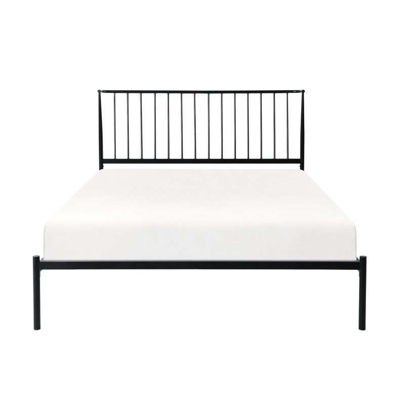 Lit plateforme grand en métal noir pour chambre à coucher avec touche Mid-Century moderne avec cadre et choix de finition