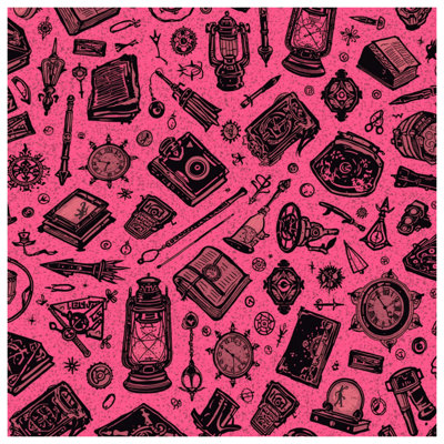 Vintage Objects Pattern Bath Mat