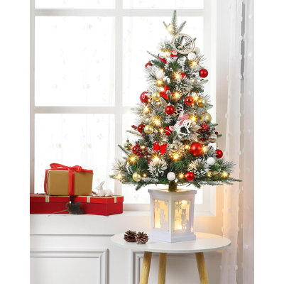 Arbre de Noël artificiel illuminé 3 pi avec 78 lumières DEL blanc chaud pré-éclairées 3 pi
