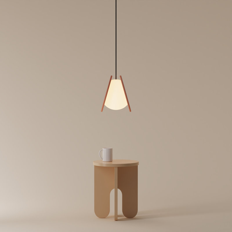 Pendulum Pendant Light, Black, Blossompink, 14" H x 9.69" W x 8.03" D