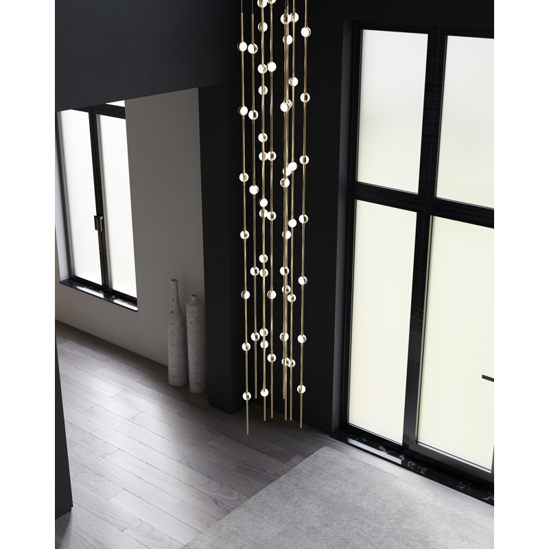 Luminaire suspendu à plusieurs niveaux à DEL Constellation® 55, Transparent, Laiton satiné, 3000 K