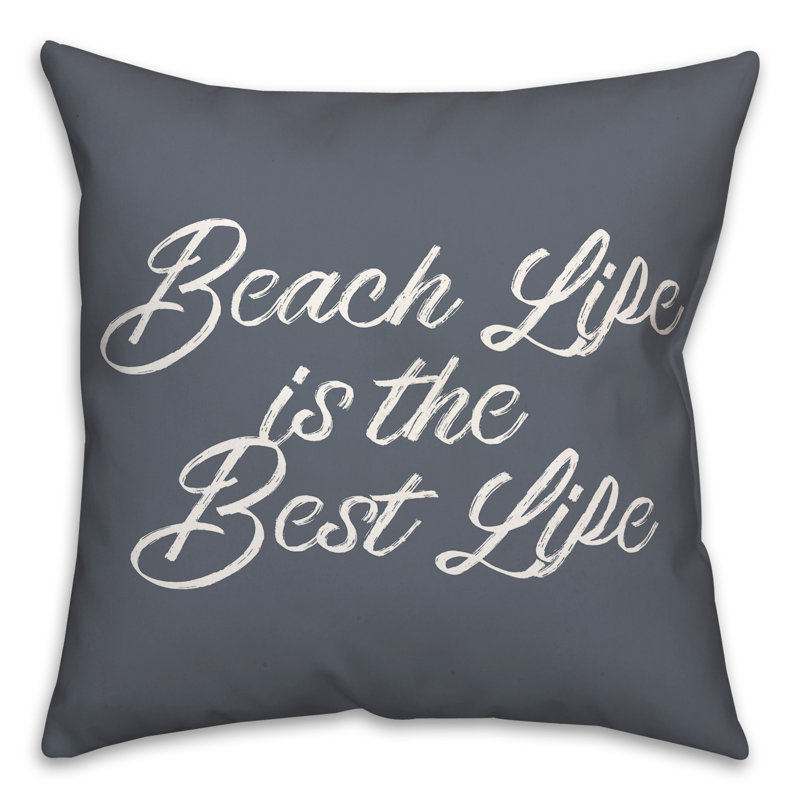 Outdoor Reversible Throw Pillow, 18" H x 18" W, Blue