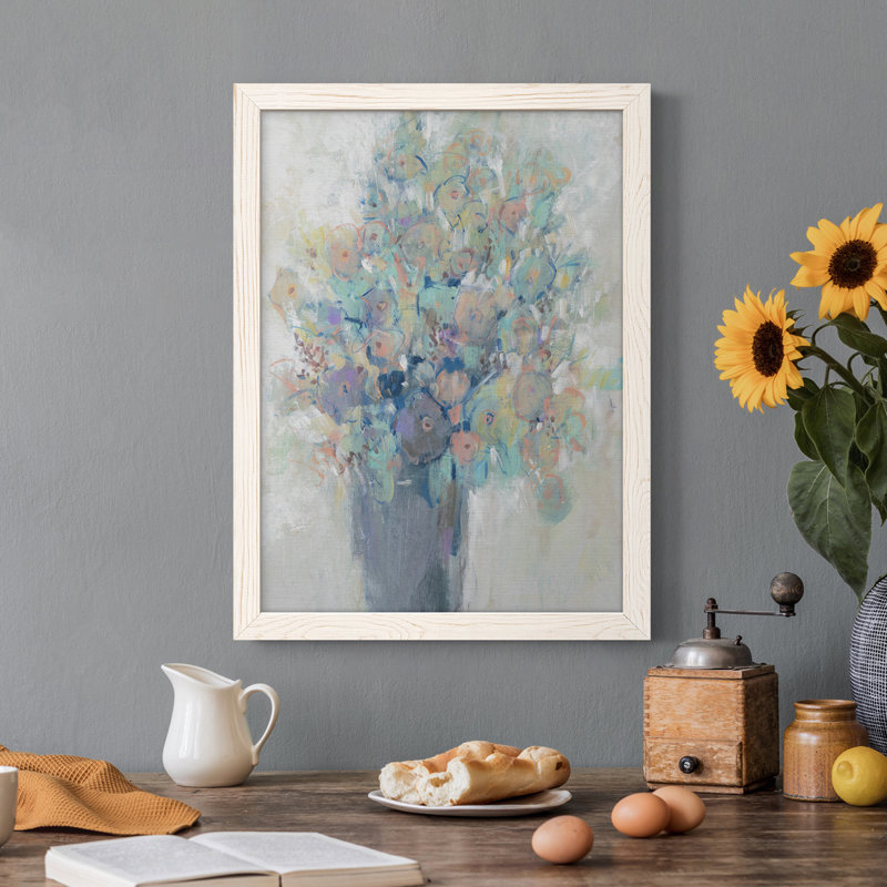 Bouquet I - Peinture sur toile encadrée, Blanc, H 32 po x l 23 po x P 1 po