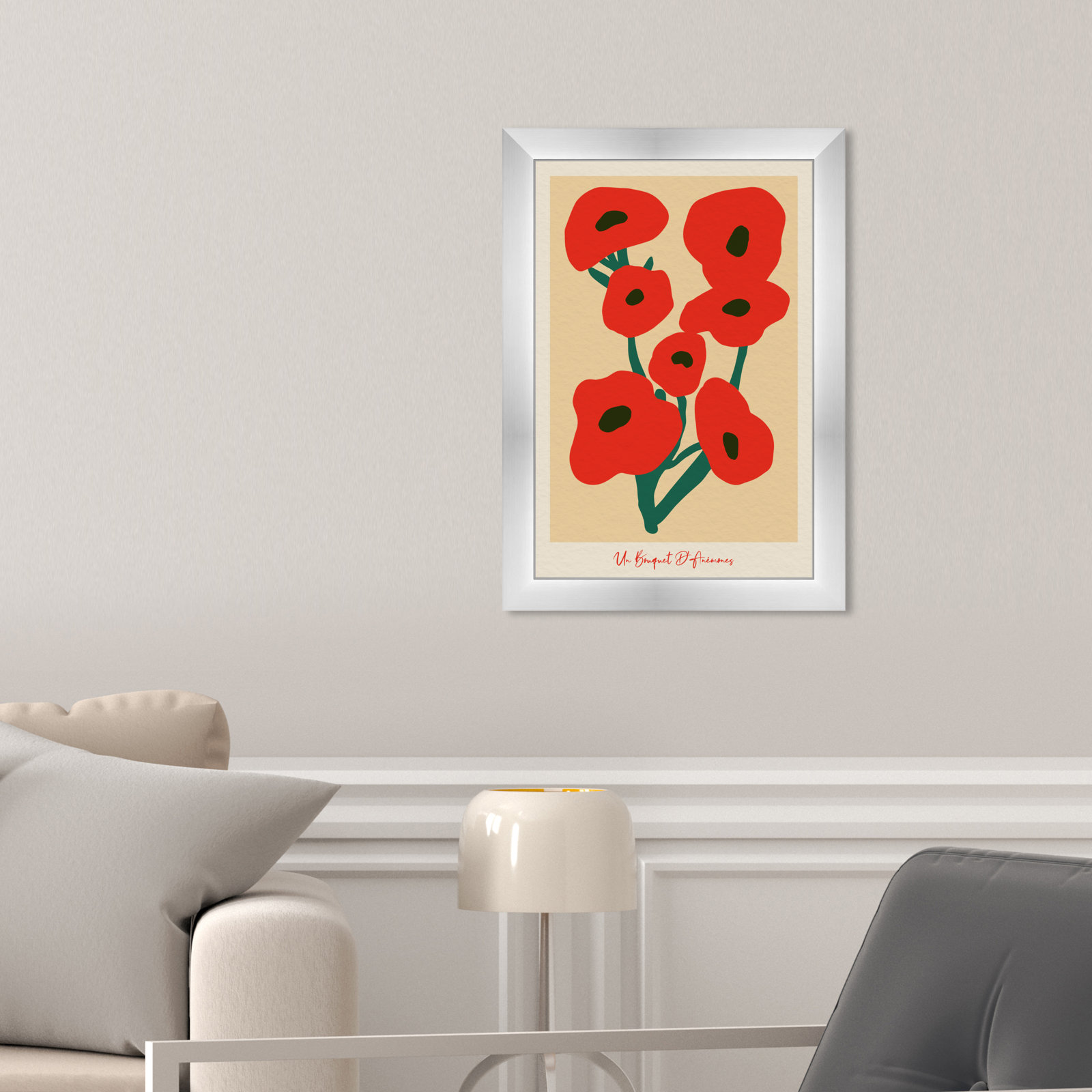 Modern Red Flower Bouquet by Oliver Gal, 17" H x 12" W, Silver