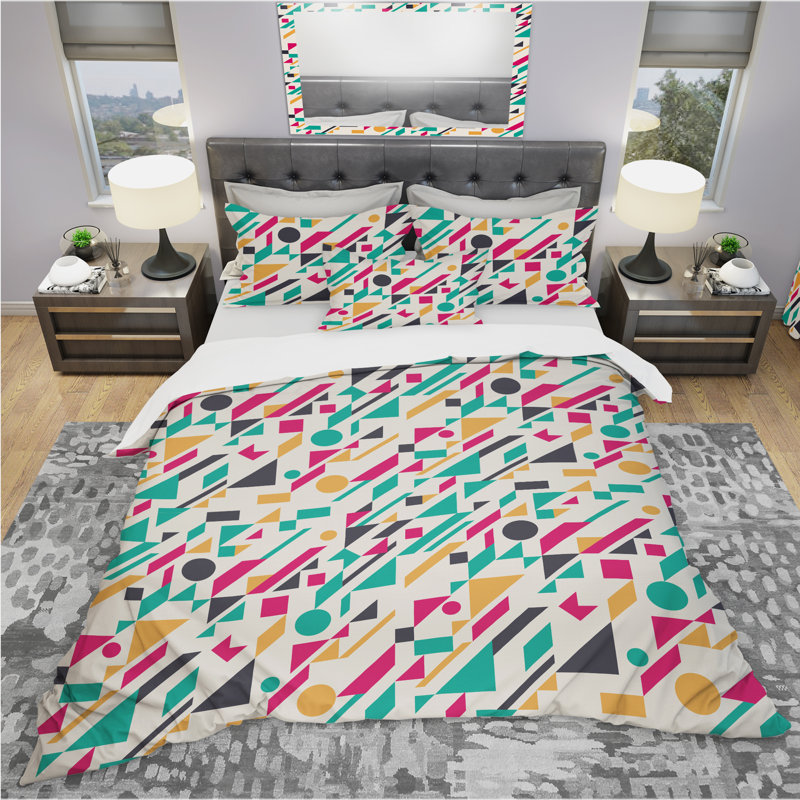 Ensemble de housse de couette rétro, Housse de couette très grand + 2 taies décoratives