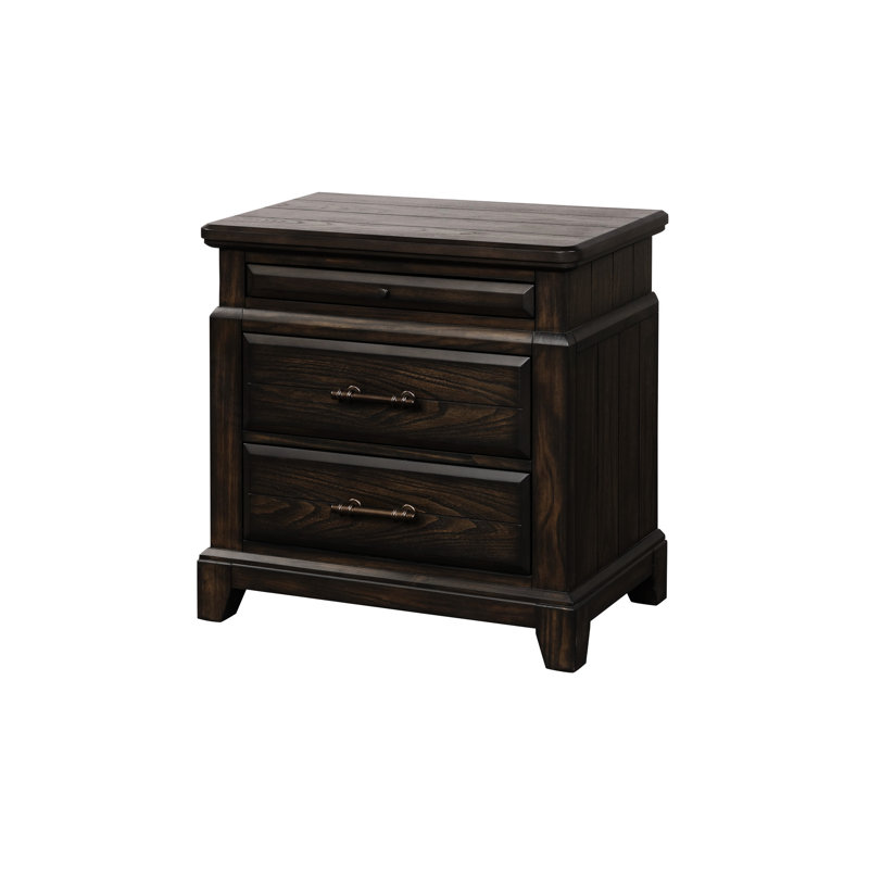 28,38 po Largeur de la table de chevet 2 tiroirs avec placage en bois massif et rangement