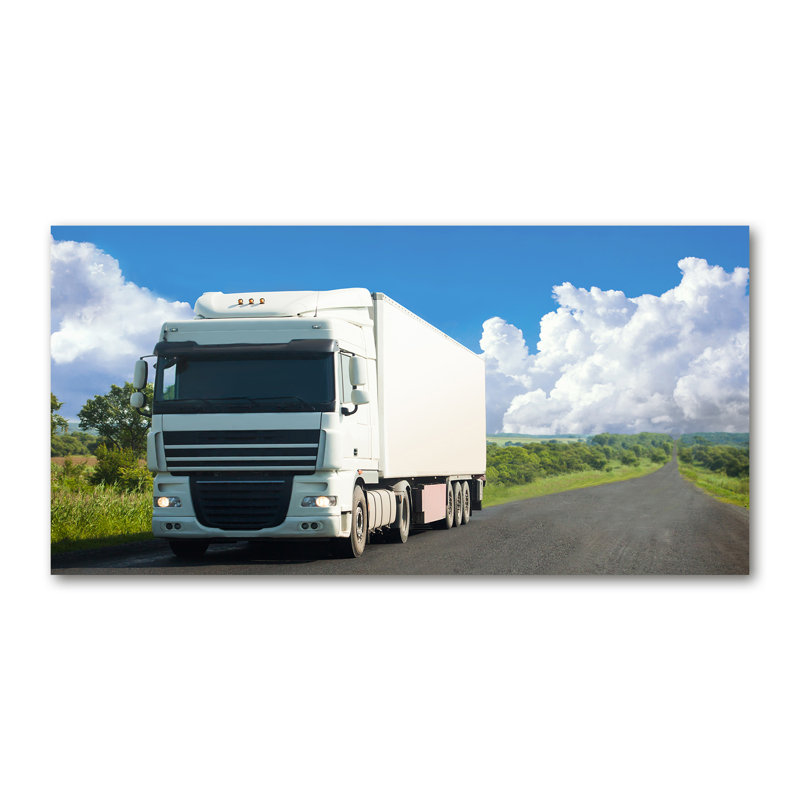 White Truck - No Frame Print on Glass, Glass, 70cm H x 100cm W x 4cm D