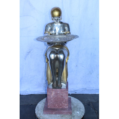 Nifao Collection Art Deco Female Figure Rare Sculptural and a Pedestal 20" x 16" x 48"H