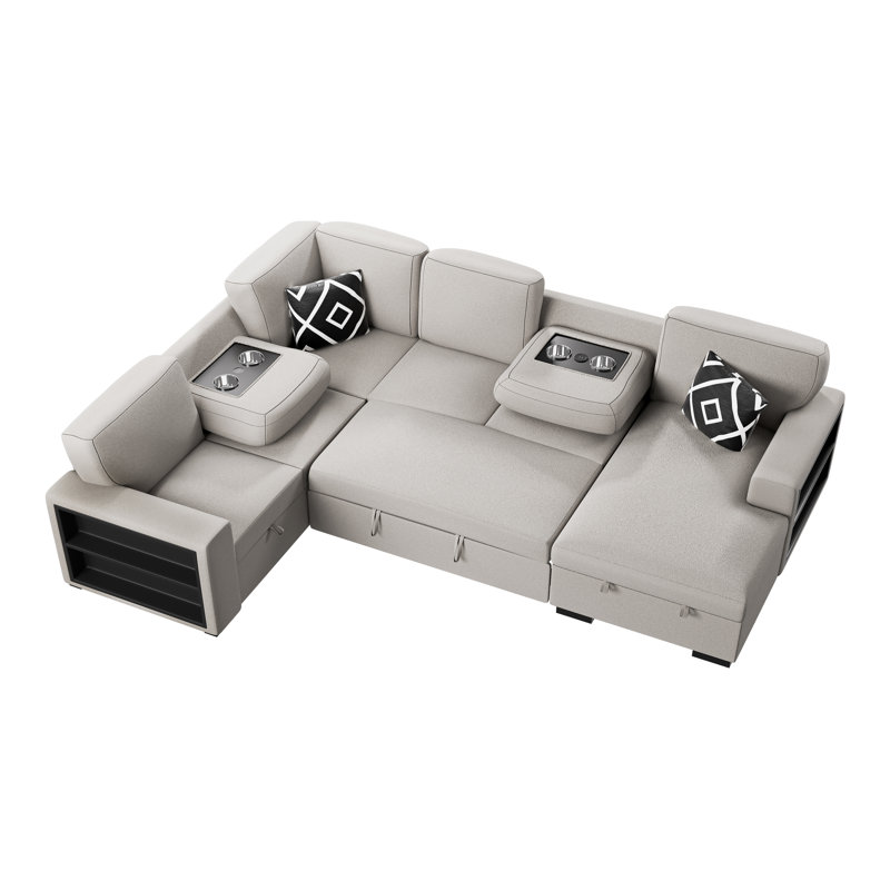 Canapé modulaire 4 pièces convertible, Tissu beige
