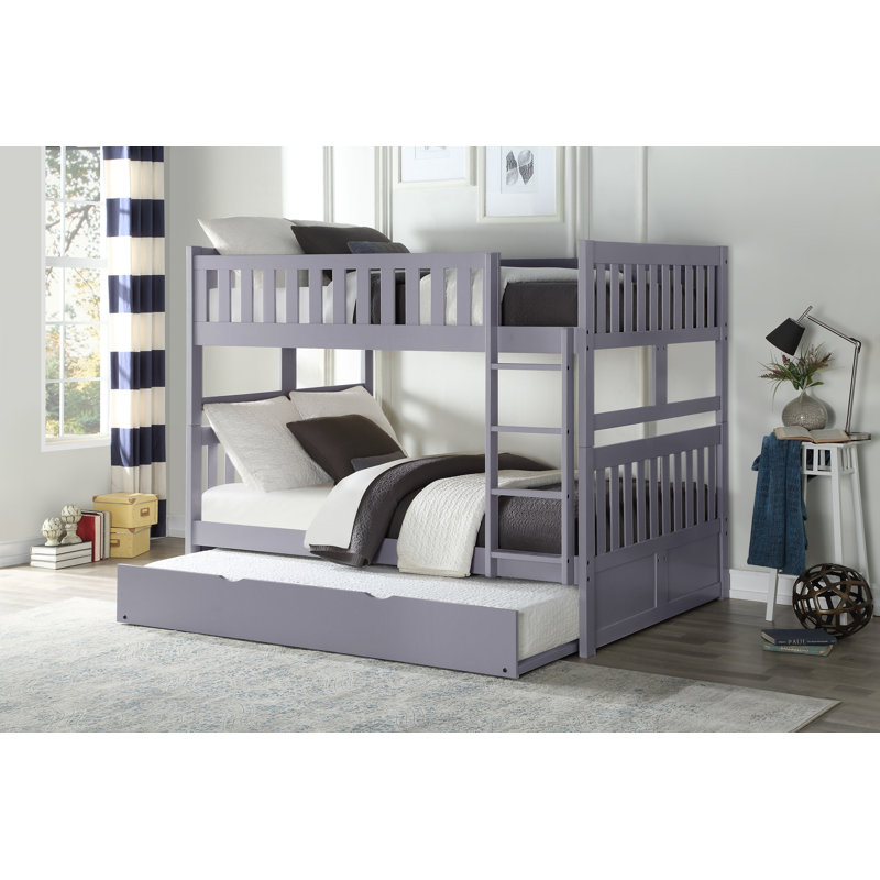 Haldan Standard Bunk Bed with Trundle by Harriet Bee, Gray, Full