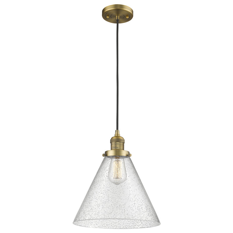 Luminaire suspendu conique à 1 lumière Westbrook, Ampoule non incluse, Grainé, Laiton brossé
