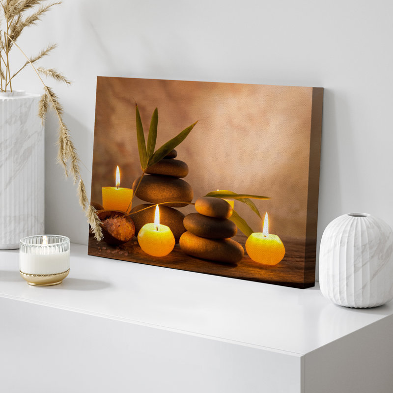 Zen Stones Relax and Calm Massage Laundry Room Bathroom Decor Large Canvas Wall Pictures Art Print, 24" H x 36" W