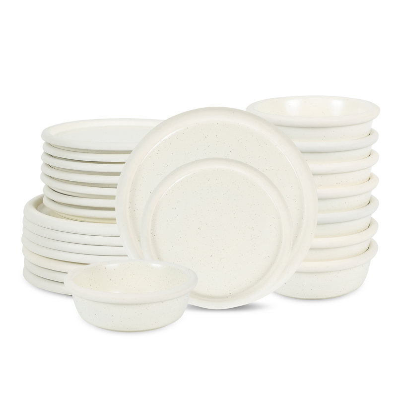 Stone Lain Capri 24-Piece Dinnerware Set Stoneware, White