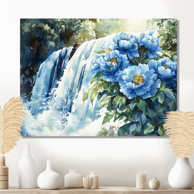 Peonies By The Waterfall III - Peonies Metal Wall Art, Traditional Metal Art Print