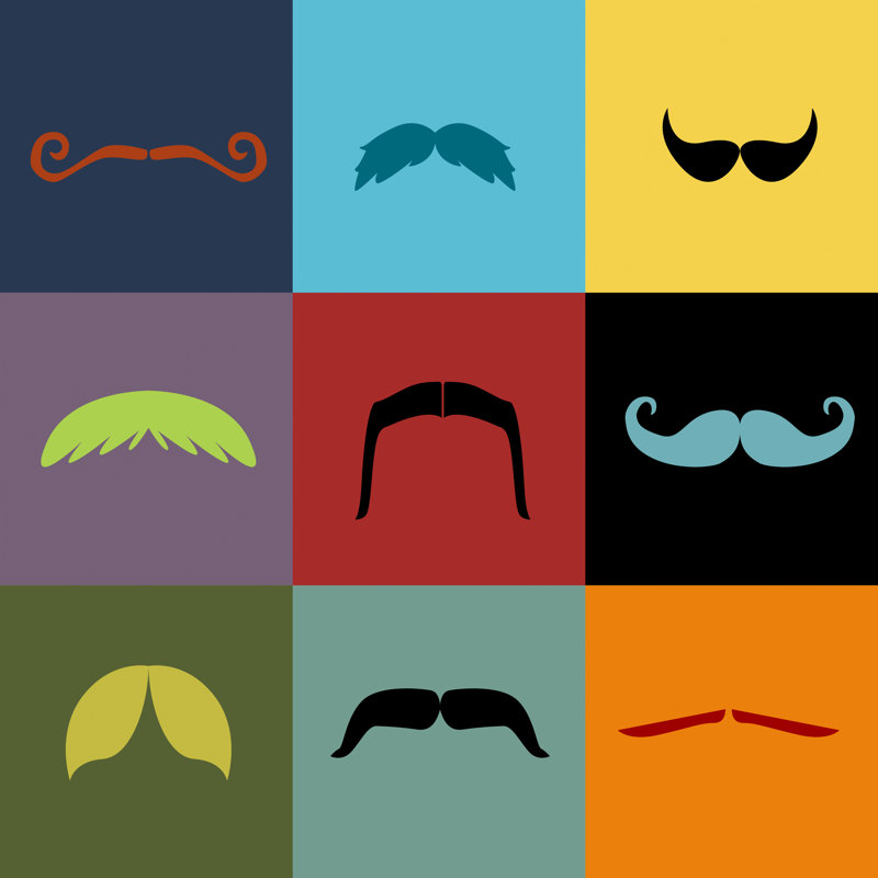 «Mustache Grid», impression sur toile, H 12 po x l 12 po x P 1,25 po, Toile tendue