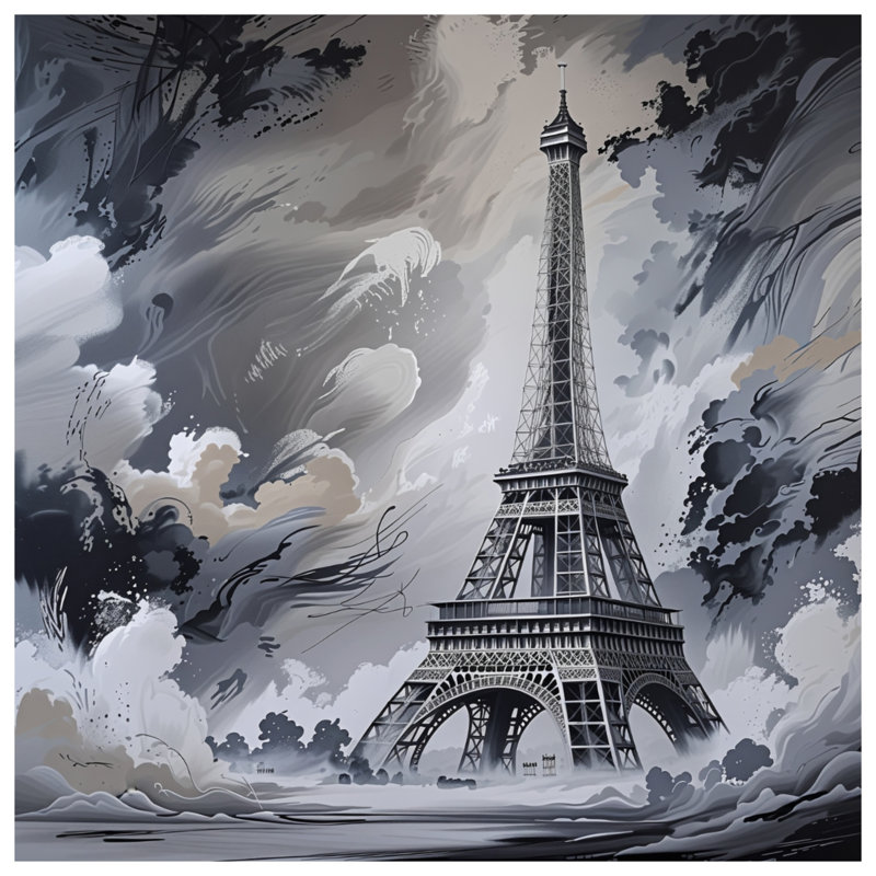 Coussin Tour Eiffel, coussins double face Architecture, 14 X 14 pouces