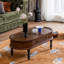 Table basse ovale en bois massif de style français 55,12 po-129871537