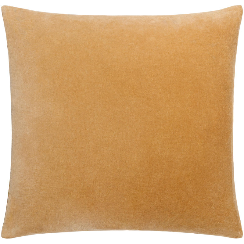 Denny Cotton Throw Square Pillow, Yellow, 22"H x 22"W, Polyester/Polyfill