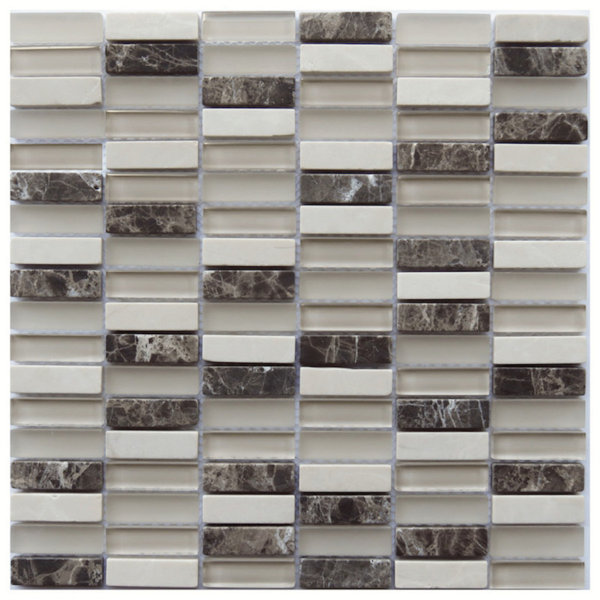 Foggia 0.6" x 2" Glass/Marble Grid Mosaic Wall & Floor Tile
