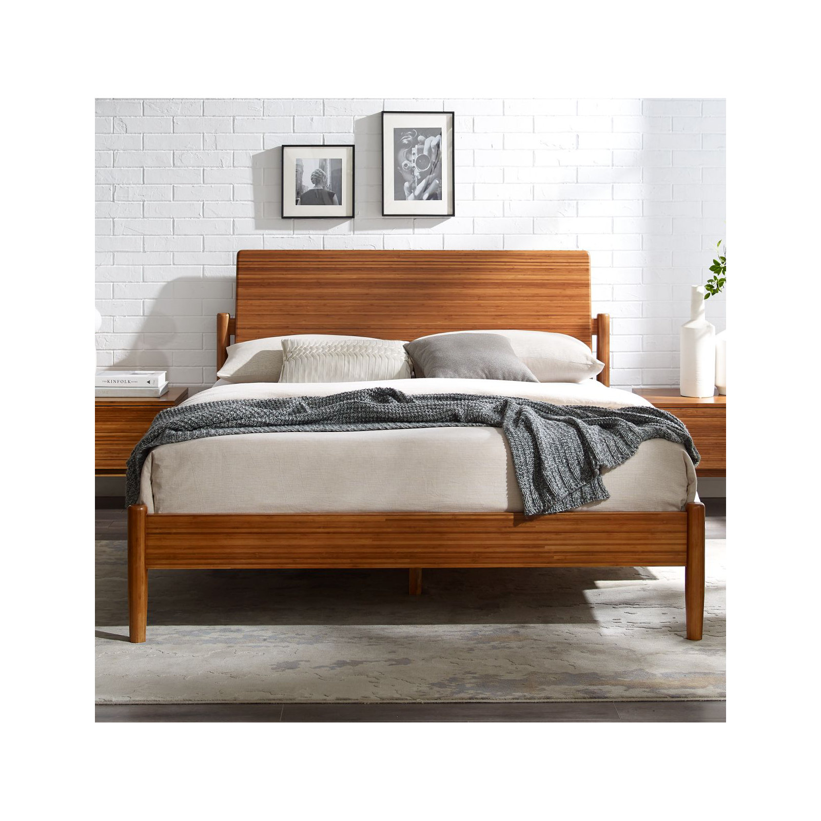 Benji Solid Wood Bed, Queen, Amber