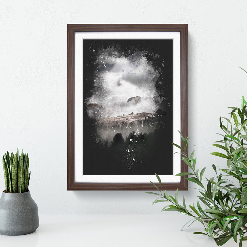 Mist Over Wurzjoch In Italy Paint Splash - Picture Frame Graphic Art, 33cm H x 24cm W x 2cm D, Walnut Framed