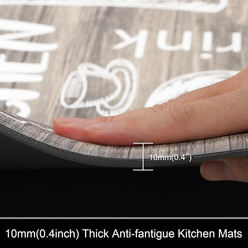 Black Non-Slip Cushioned Anti-Fatigue Kitchen Rug Set