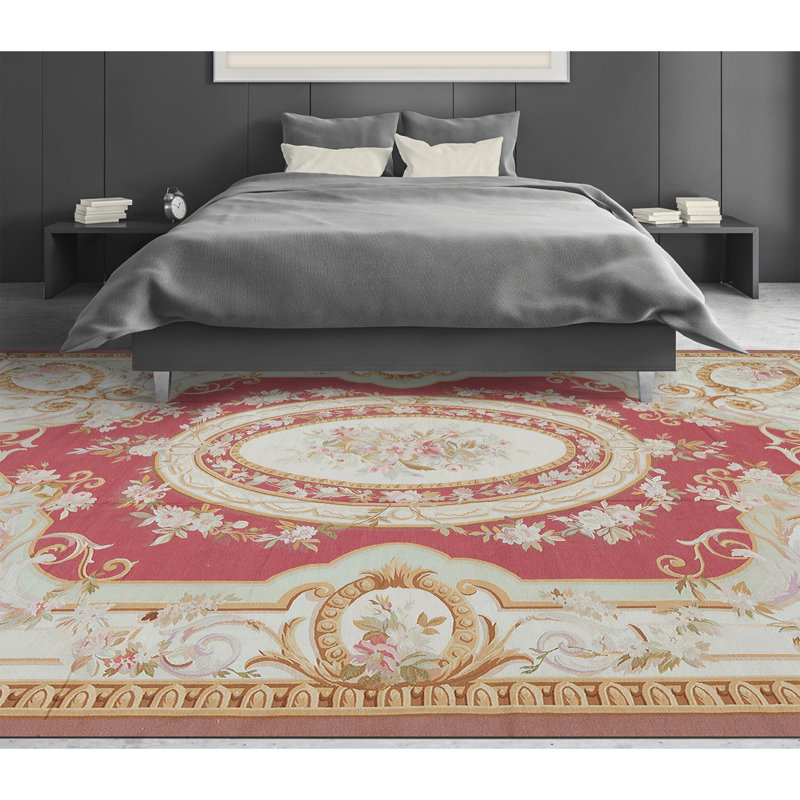 Hand-Knotted High-Quality Red and Beige Area Rug