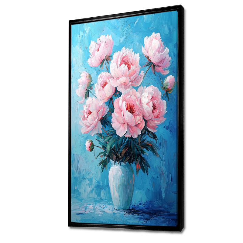 Balis - décoration murale florale, H 60 po x l 28 po, Noir, Reproduction avec cadre flottant
