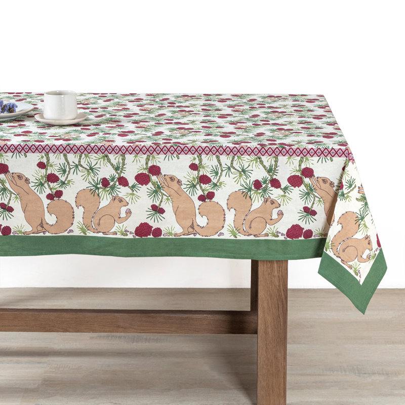 Handmade Floral Tablecloth, 128" x 71"