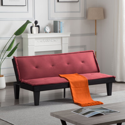 Canapé-lit futon convertible de 63 pouces, rose