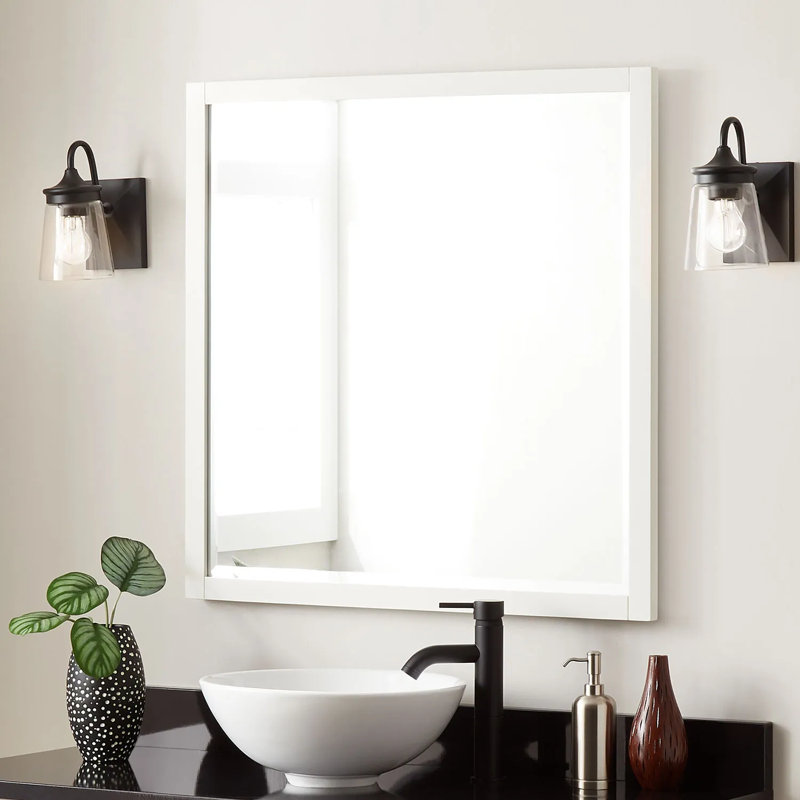 Burfield Bathroom Vanity Mirror, Natural Bamboo, 34" x 34"