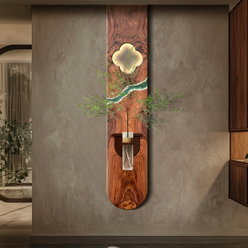 Art mural brun ovale en grès, 47.24" H x 9.84" W