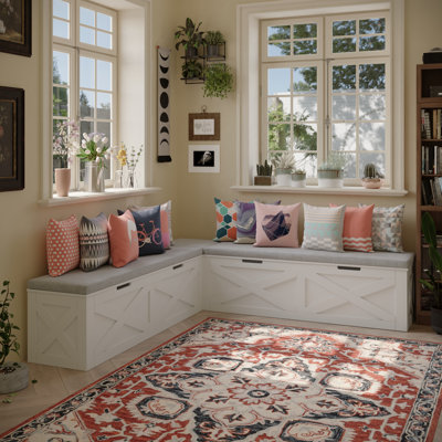 L-shape Storage Bench With Cushion