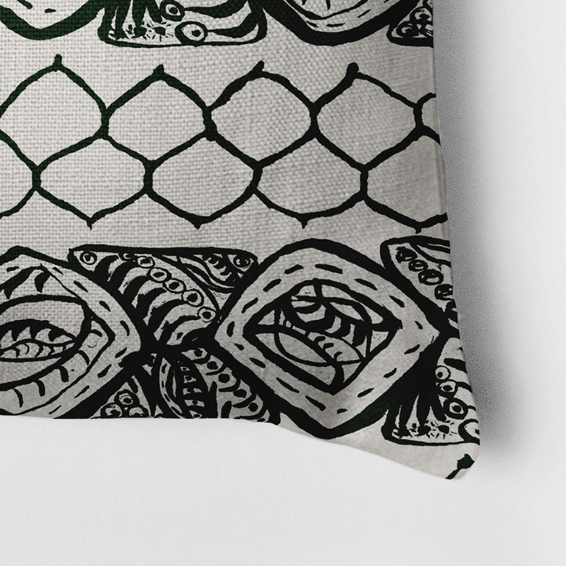 Housse de coussin carrée/insert, Vert foncé, Géométrique 5